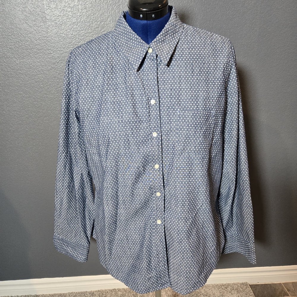 GAP Polka Mini Polka Dot Button Up Chambray Denim Shirt